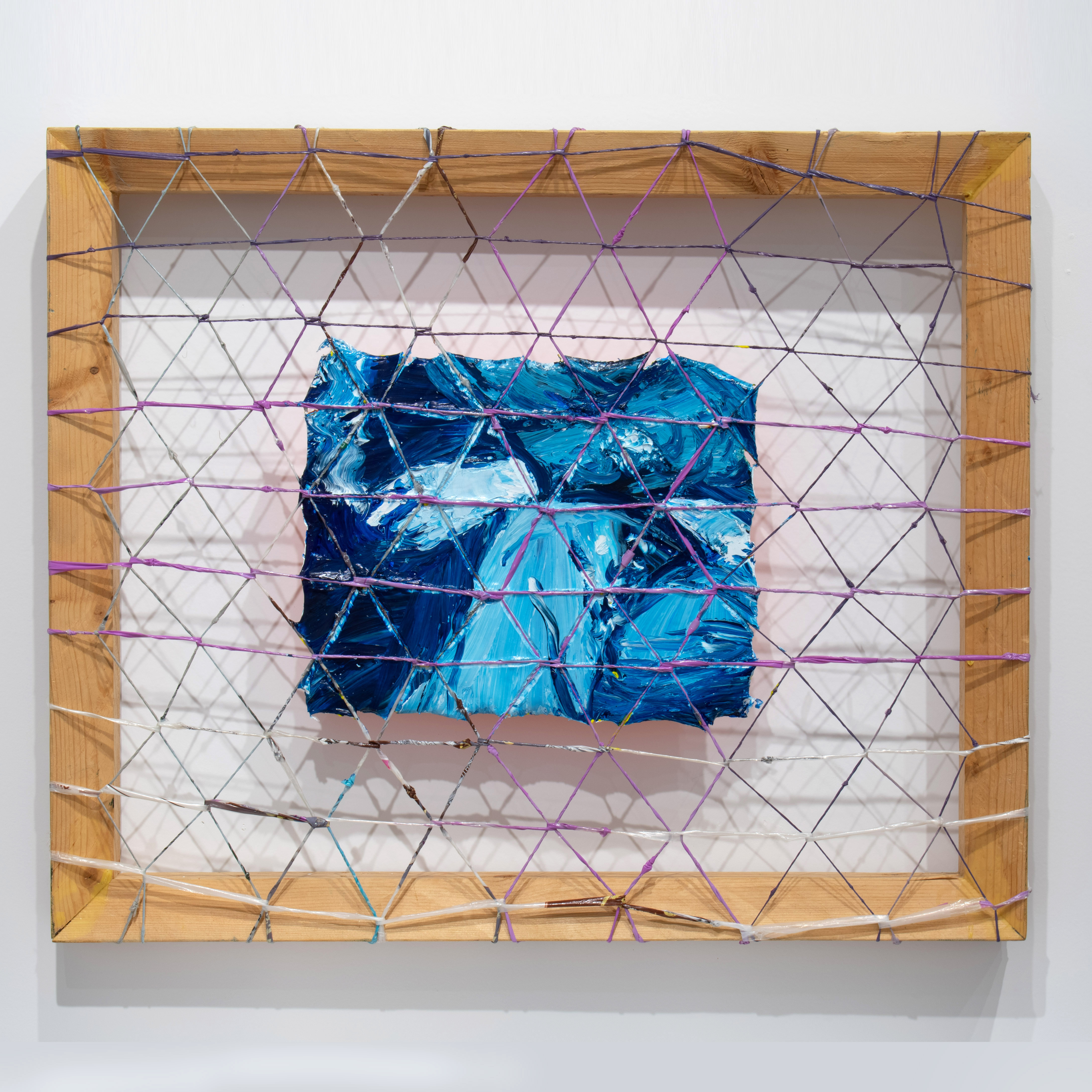 Netting (smoking), 2025, 
acrylic, plastic, wood 18 x 22 in.